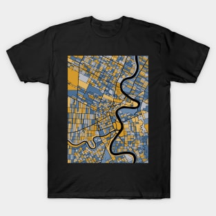 Winnipeg Map Pattern in Blue & Gold T-Shirt